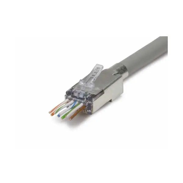 Platinum Tools ezEX44 External Grounding RJ45 Connector – Cat6 Shielded, 23 AWG, 50-Unit Jar