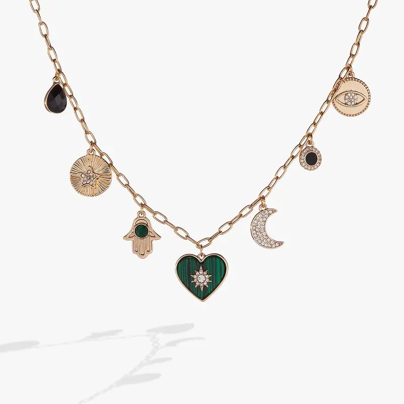 Positive Vibes Necklace – Multi-Charm Inspirational Layered Style