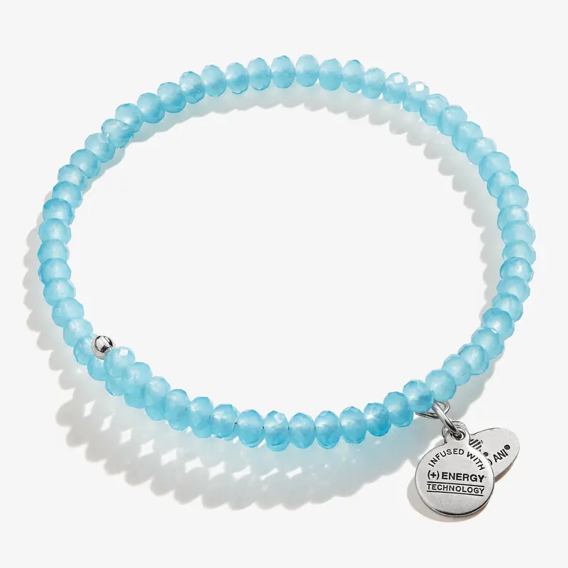 Powder Blue Brilliance Beaded Wrap Bracelet – Soft-Tone Stretch Cuff for Stacking
