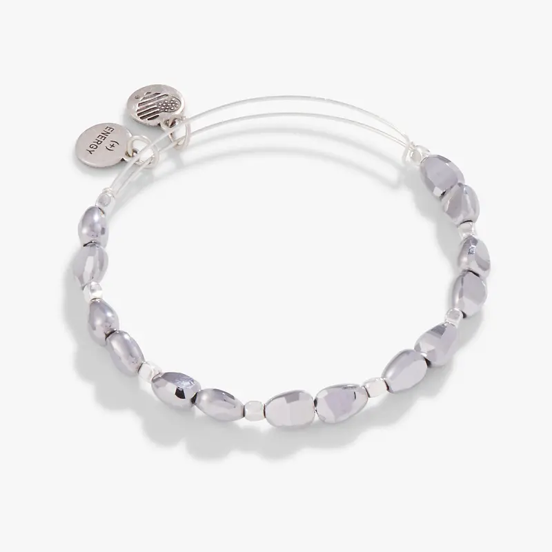 Radiant Silver-Tone Beaded Bangle