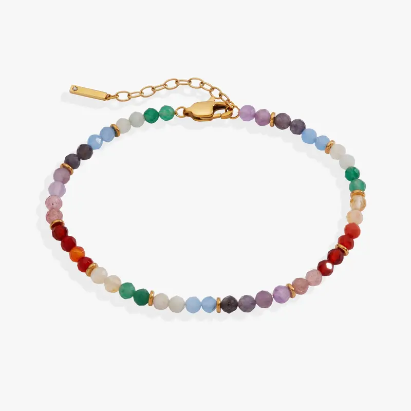 Rainbow Ombre Semi-Precious Stone Beaded Anklet