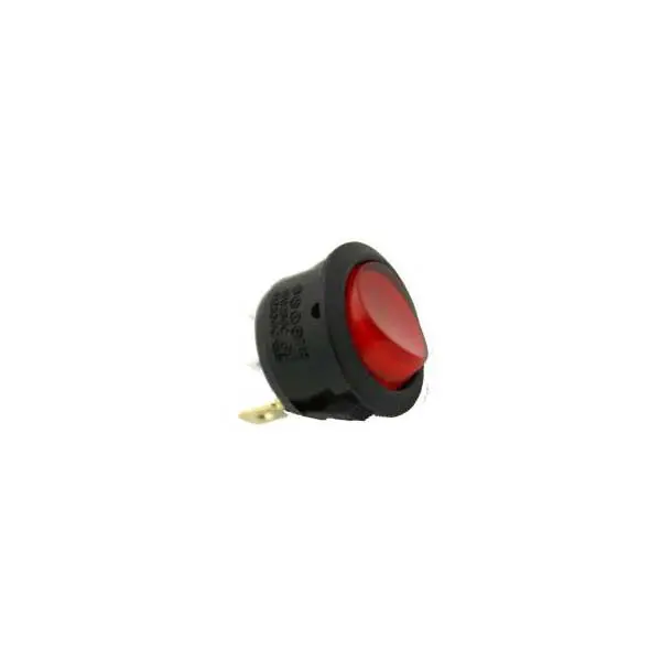 Red-AC-Lamp Snap-In Lighted SPST Round Rocker Switch