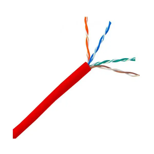 Red Cat6 Plenum CMP Ethernet Cable – 23 AWG, 4-Pair, 600 MHz, Fire-Rated PVC, Sold by the Foot