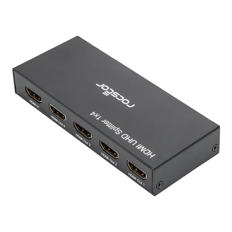 Rocstor Y10C294-B1 4-Port 4K@60Hz HDMI Splitter – High-Bandwidth Distribution Hub