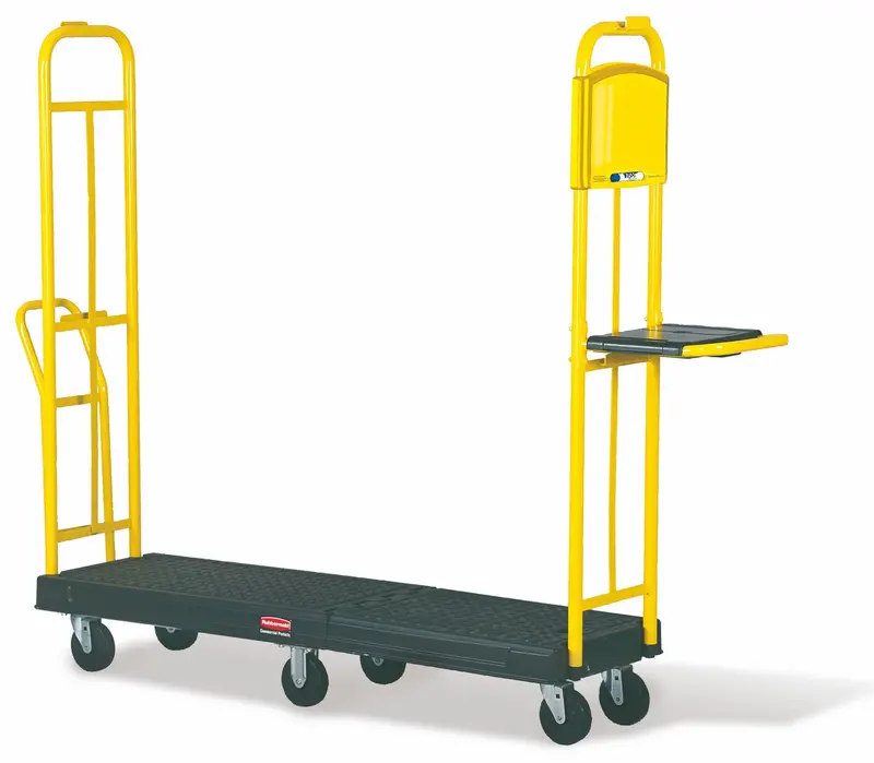 Rubbermaid Stockmate Restocking Truck with Hinged Deck – Black Adjustable Trolley