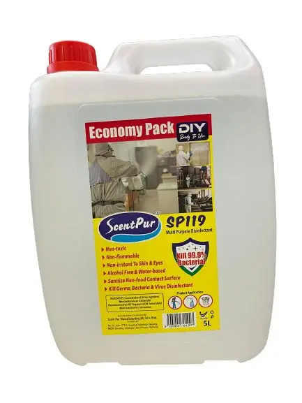 SCENTPUR SP119 Alcohol-Free Sanitizer – 5L Bulk Refill for Industrial Sprayer Systems | Model: HS3-SP119