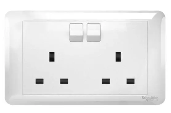 Schneider Electric 13A Twin-Socket Outlet with Integrated Switch | A3GT25-WE-G2