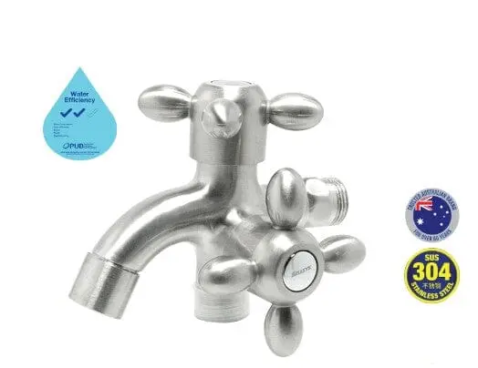 Selleys SS304 Two-Way Basin Tap – Cross-Style Lever Handles | SEY-S60402