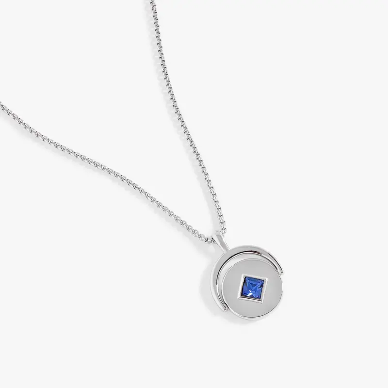 September Birthstone Flip Charm Necklace with Floral Detail