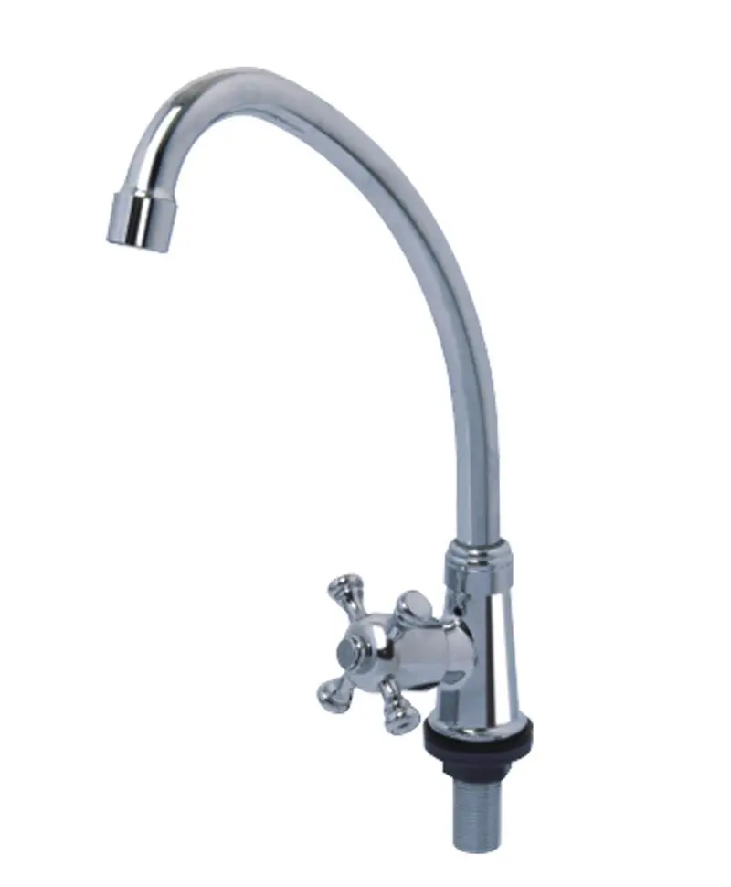 Showy J-Type Pillar Faucet with X-Knob Handle and Swivel Spout | Model SHOWY-2555JC