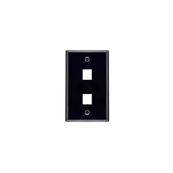 Signamax KWP-2B-NL – 2-Port Black Keystone Wallplate, Single-Gang Flush Mount