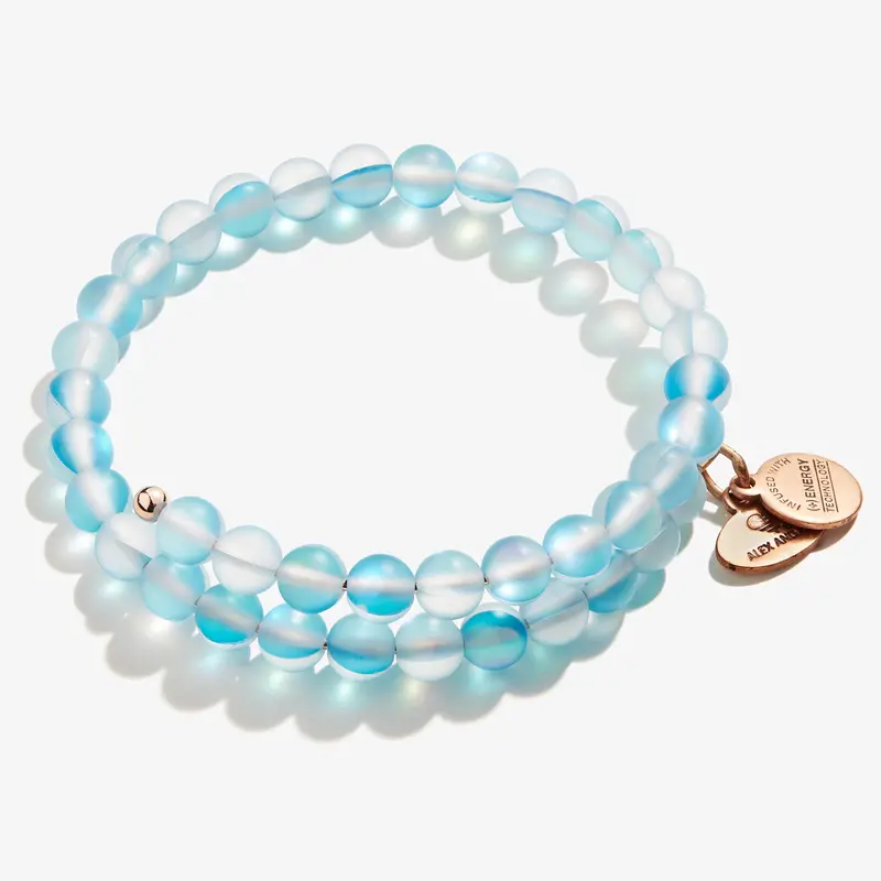 Sky Blue Seaglass Beaded Wrap Bracelet