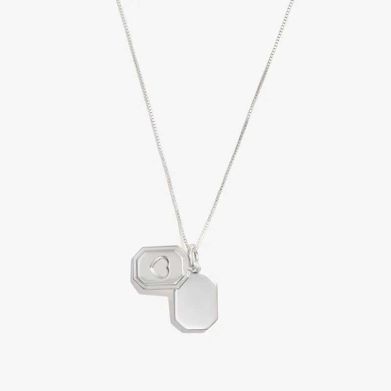 Sliding Heart Tag Necklace on 21-Inch Chain