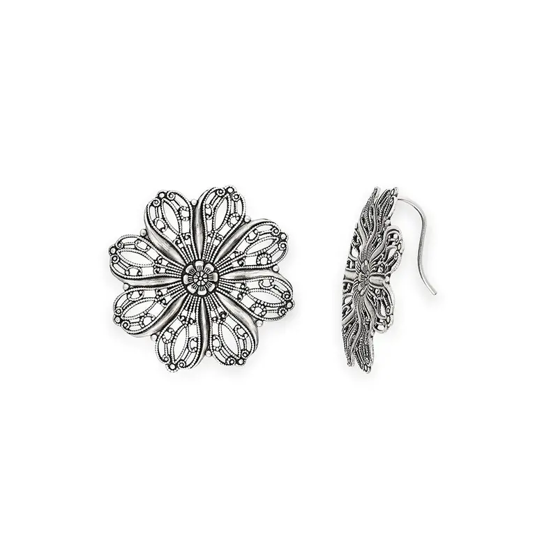 Snowflake-Shaped Drop Earrings – Winter-Inspired Sterling Silver