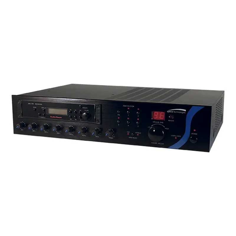 Speco PBM120AT 120W PA Mixer Amplifier with Built-in AM/FM Radio Tuner – Black