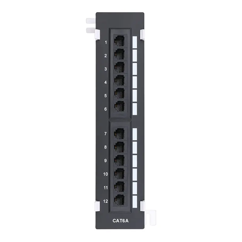 SR Components C6APP12V Cat6A Vertical Patch Panel – 12-Port, 1RU IDC Mount