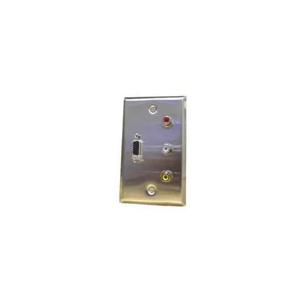 Stainless Steel Wall Plate with 3 RCA (Y/R/W) and VGA Pass-Through