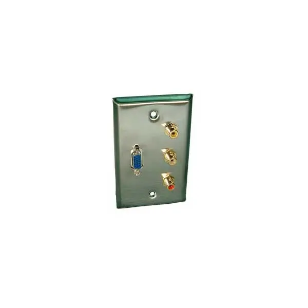 Stainless Steel Wall Plate with RGB Component RCA and VGA Pass-Through