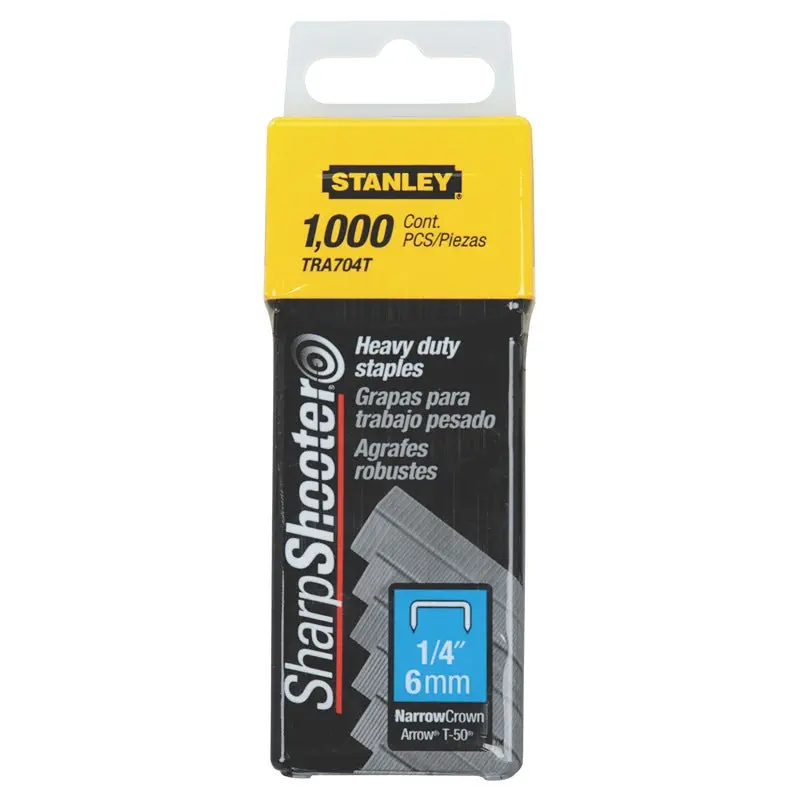 Stanley TRA704T Heavy-Duty Staples – 1/4″ Crown, 1000-Piece Refill Pack