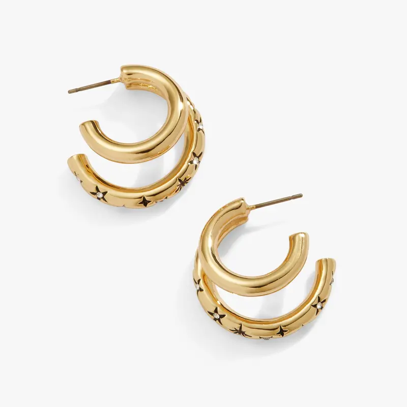 Stargazer Double-Hoop Celestial Earrings