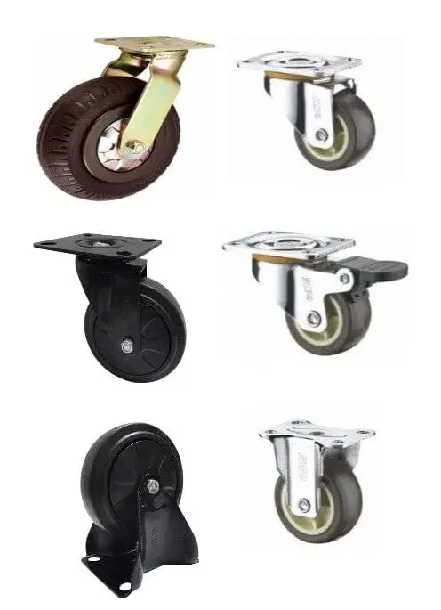 Supo Brown PU Caster Wheels – 1 to 8 Inch Sizes, Swivel/Brake/Rigid Mounts (C- Series)