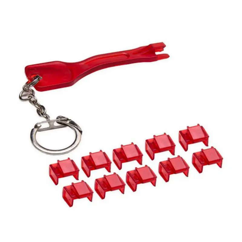 SYBA SY-ACC24053 10-Pack RJ45 Dust Plug Set with Removal Keys – Red