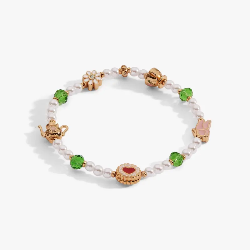 Tea Party–Themed Beaded Stretch Bracelet