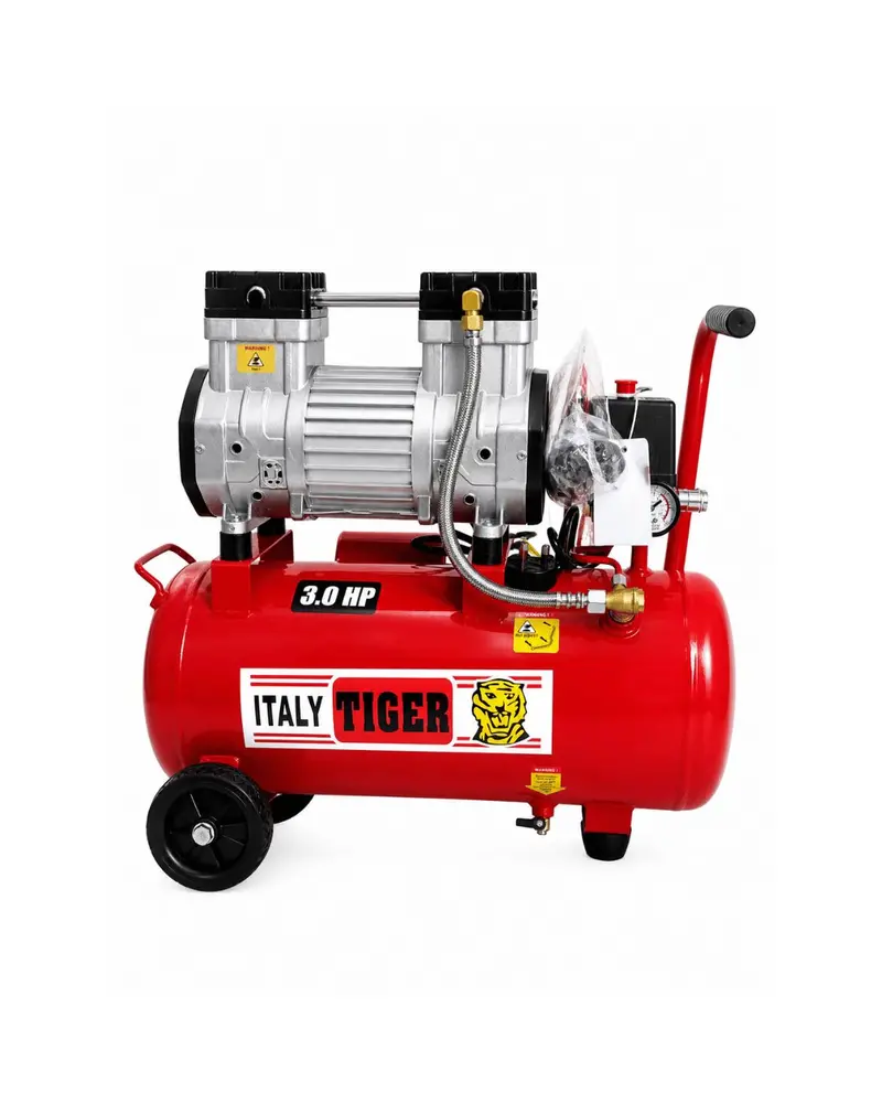 Tiger 3HP Oil-Free Silent Air Compressor – 35L Tank, 240V, Export Model | GDG35-RED