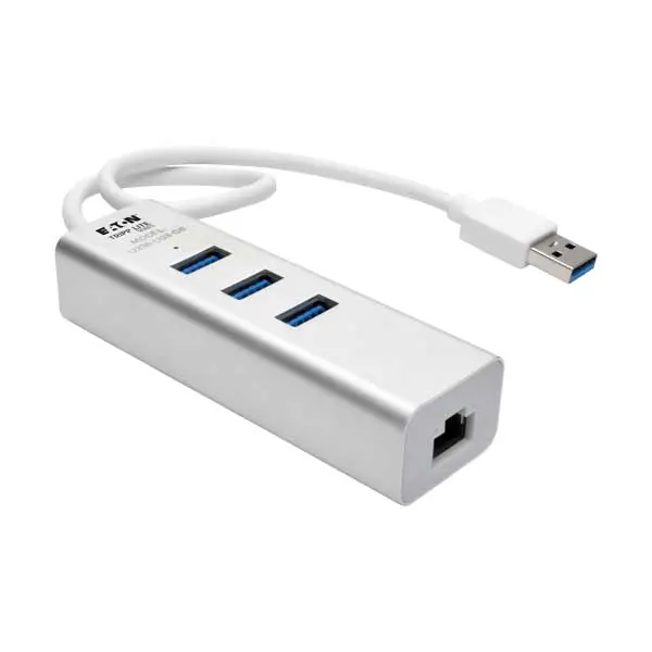 Tripp Lite USB 3.0 to Gigabit Ethernet Adapter with 3-Port USB Hub (5Gbps) | U336-U03-GB