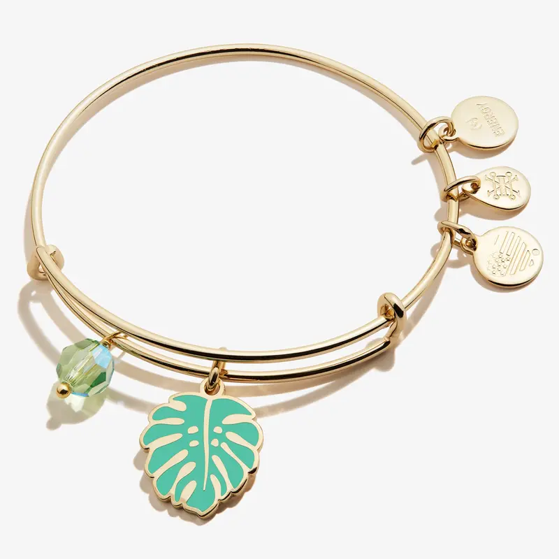 Tropical Leaf Motif Dual-Charm Bangle