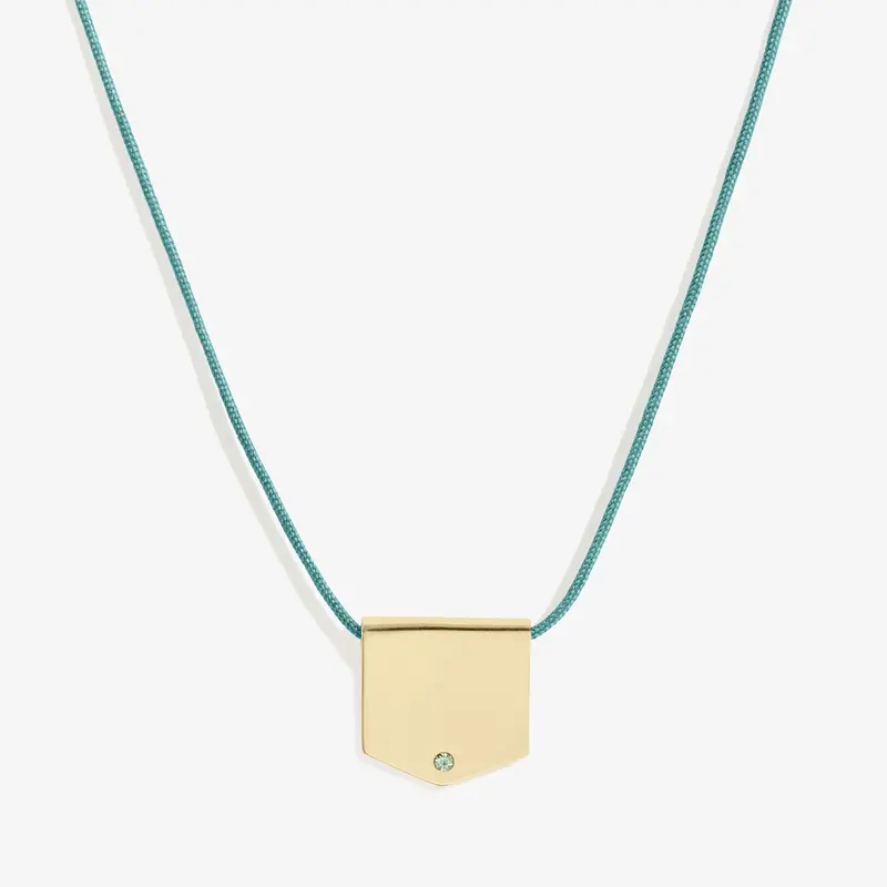 Turquoise Crystal Shield Pull-Chain Necklace