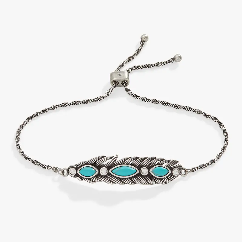 Turquoise Feather Bolo Bracelet