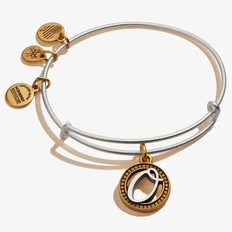 Two-Tone Initial O Charm Bangle