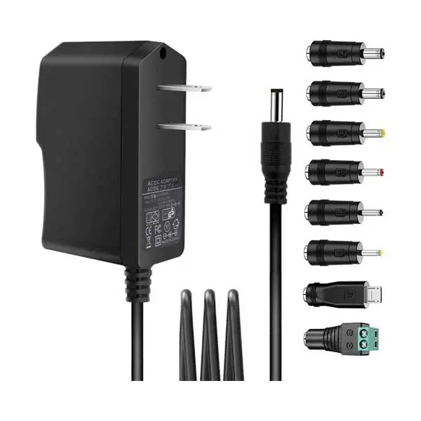 Universal 6V 2A AC/DC Power Adapter with 8 Interchangeable Tips