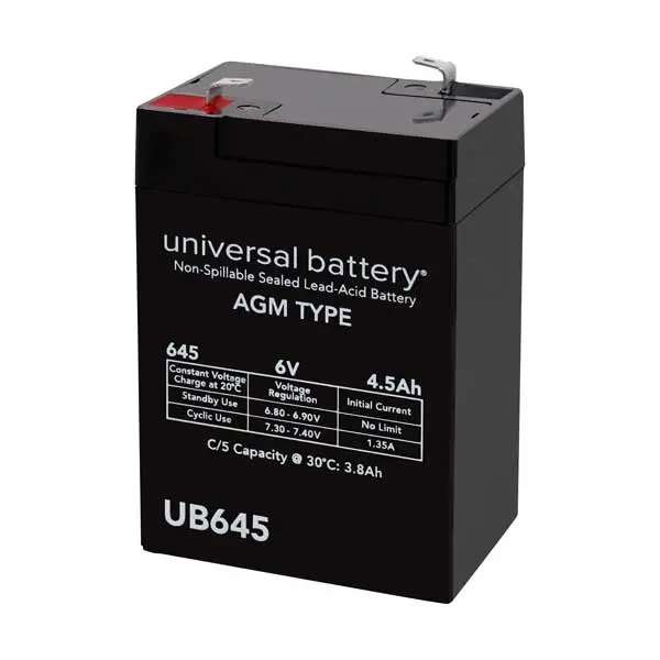 UPG 6V 4.5Ah Sealed Lead-Acid Battery with F1 Terminals (UB645F1)
