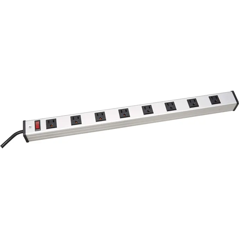 V7 8-Outlet Vertical Metal Power Strip – 15A, 12-Foot Cord