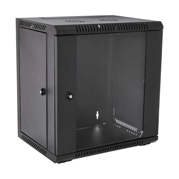 V7 RMWC12UG450-1N 12U Glass-Door Rack Enclosure – Wall-Mountable Server Cabinet