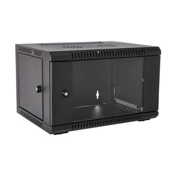 V7 RMWC6UG-1N 6U Wall-Mount Rack Enclosure – Tempered Glass Front Door
