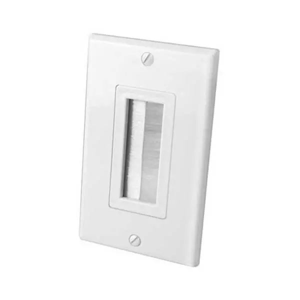 Vanco 1-Gang Bulk Cable Brush Wall Plate – Pure White Finish