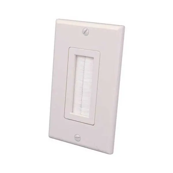 Vanco 1-Gang Bulk Cable Brush Wall Plate – Soft Almond Finish