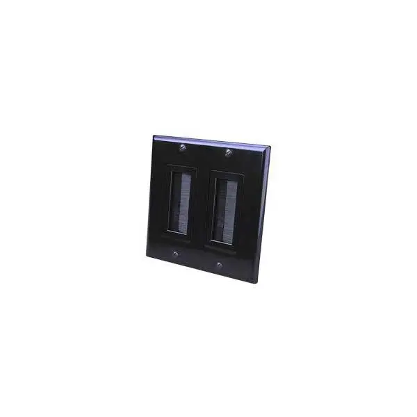 Vanco 2-Gang Bulk Cable Brush Wall Plate – Matte Black Finish