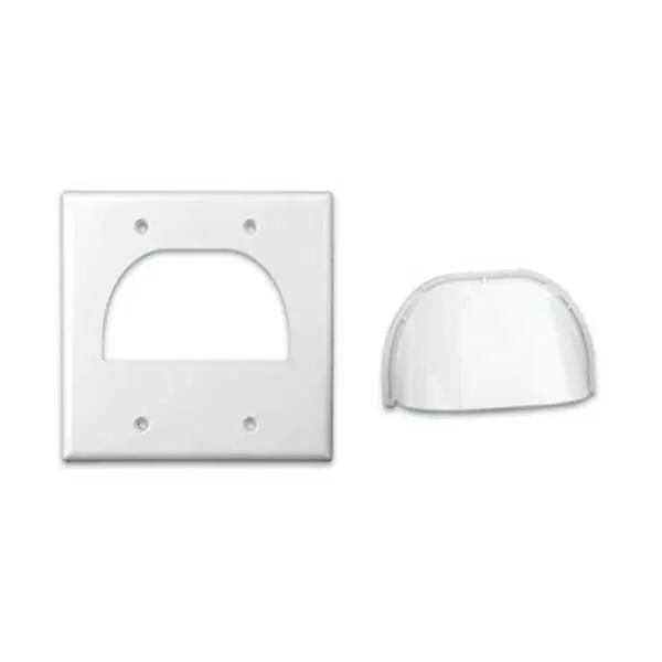 Vanco Dual-Gang Bulk Cable Wall Plate – White Finish
