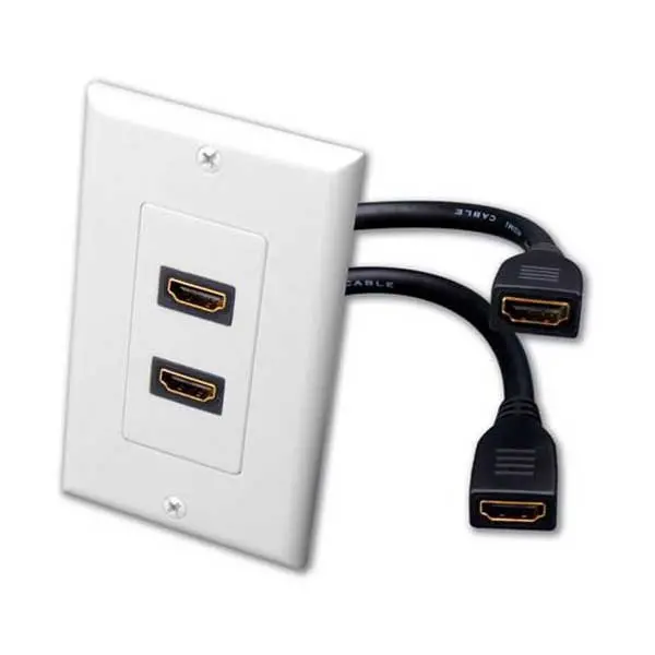 Vanco Dual HDMI Pigtail Decorative Wall Plate – Low-Profile Mounting