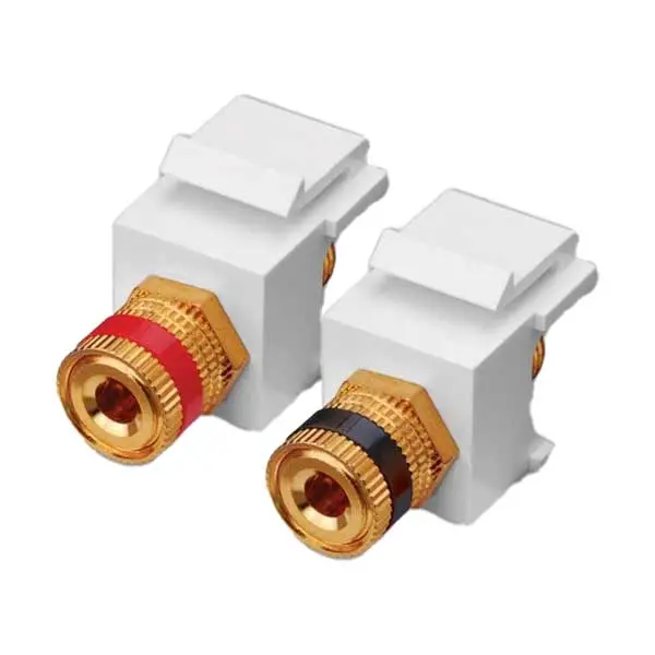 Vanco Gold-Plated Binding Post Keystone Inserts – Red/Black Pair, White Housing