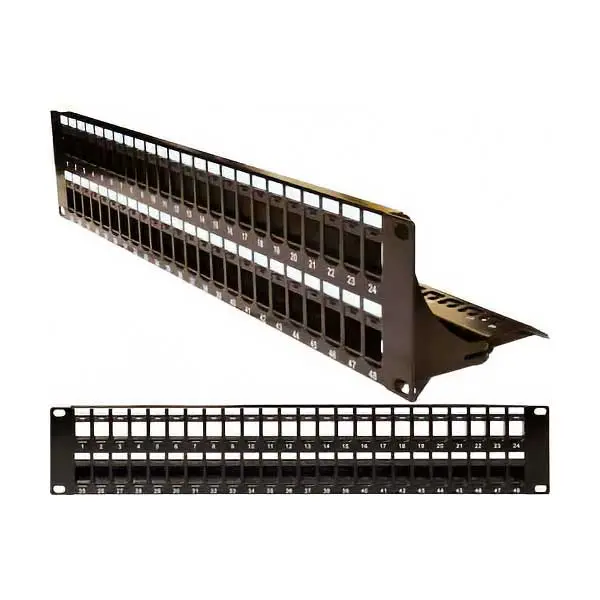Vertical Cable 48-Port 2U Blank Keystone Patch Panel with Integrated Cable Management (043-384/48/2U)