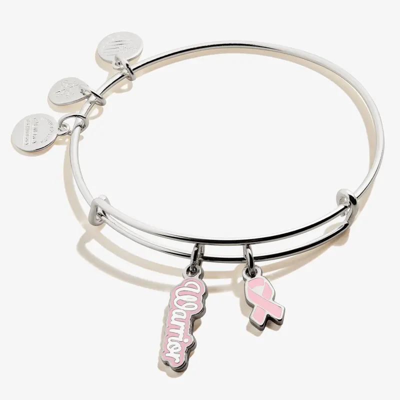Warrior Spirit & Pink Ribbon Dual-Charm Bangle