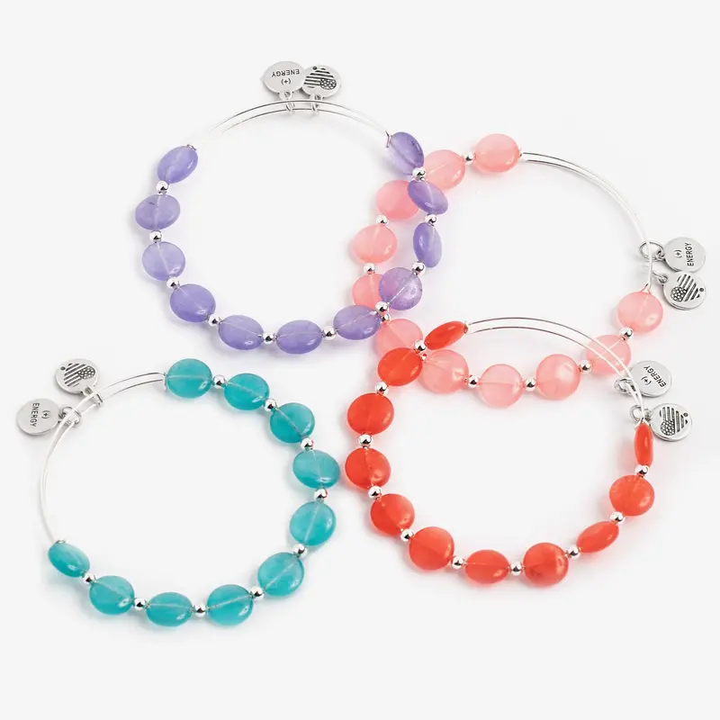 Watercolor-Inspired Beaded Bangles (4-Piece Set)