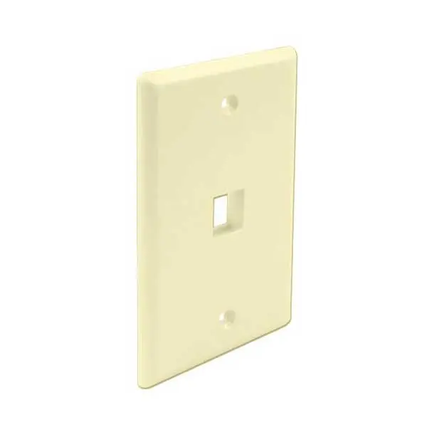 Wavenet 1-Port Ivory Keystone Wallplate – Single-Gang Flush Mount, No Labels