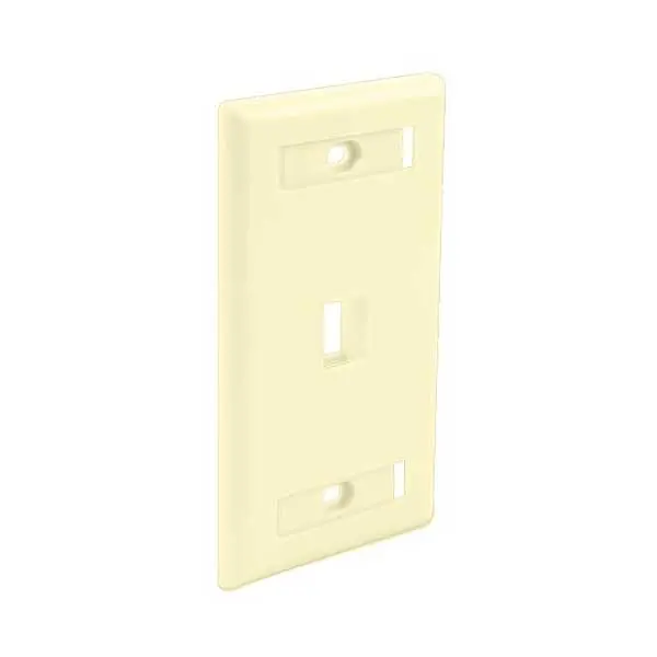 Wavenet 1-Port Ivory Keystone Wallplate – Single-Gang Flush Mount with Labeling Windows