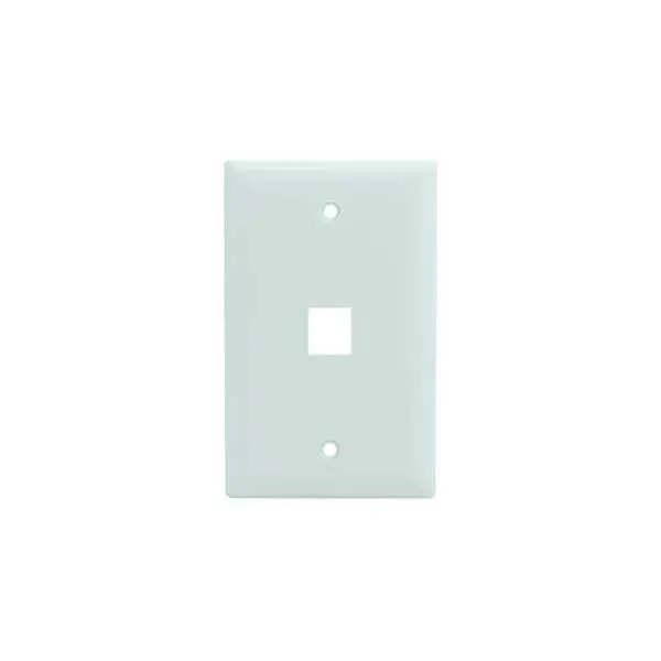 Wavenet 1-Port White Keystone Wallplate – Single-Gang Flush Mount, No Labels